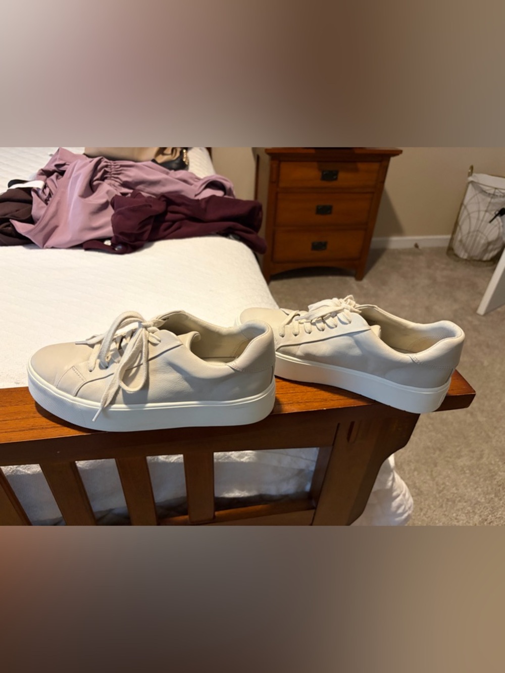 Vince Cream Leather Platform Sneakers